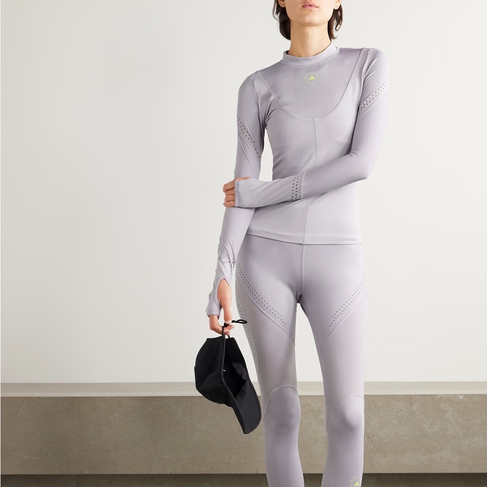 ADIDAS BY STELLA MCCARTNEY 
Perforated-Detailing Long-Sleeve Women's Gray top